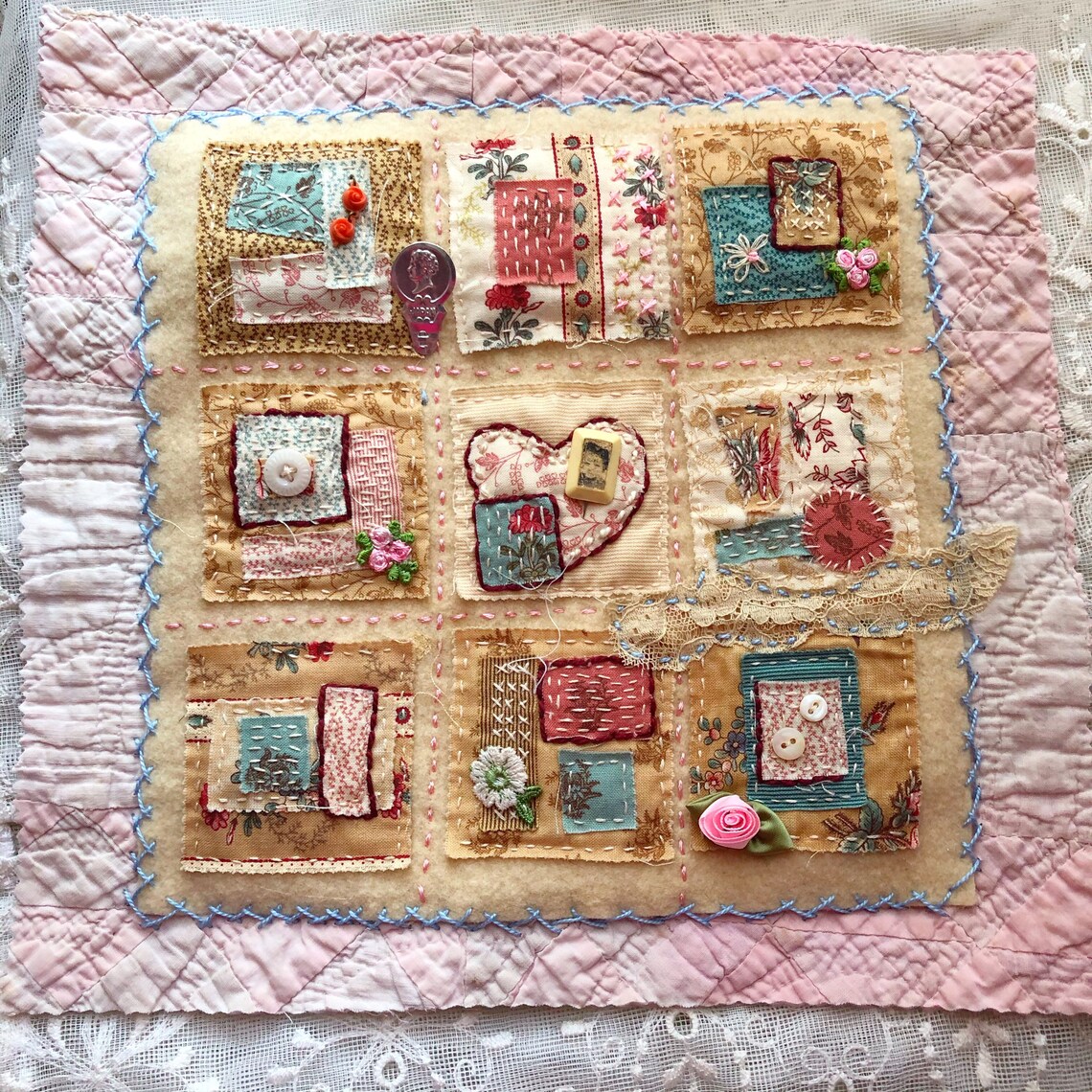 Flower Stitch Song Mixed Media Art Quilt Slow Stitch Etsy