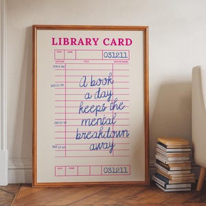 Reserve um dia para manter o colapso mental longe, cartão da biblioteca, impressões para amantes de livros, arte de parede literária, presente para leitores ávidos, pôster de leitura, decoração literária