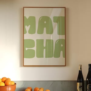 Cute Matcha Print, Trendy Kitchen Decor, Matcha Wall Art, Coffee Bar Decor, Matcha Poster, Matcha Latte Art, Printable Art, Digital Download