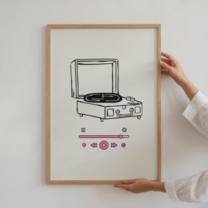 If It‘s Lovely Play It Twice Poster, Retro Schallplattenspieler Druck, Funky Musik Art, Edgy Wandkunst, Skurriles Wohnung Dekor, Y2K Girly Prints