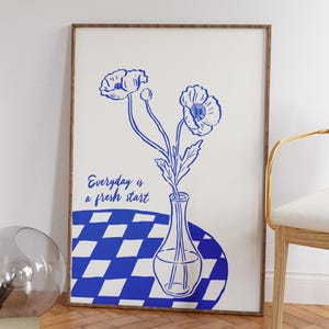 Ogni giorno è un nuovo inizio, stampa artistica di papaveri, illustrazione di fiori di campo, poster di arte contemporanea, citazione edificante, arte murale estetica