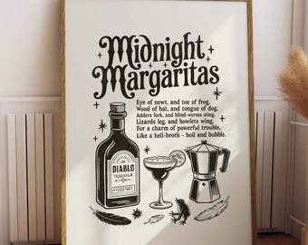 Midnight Margaritas Print - Gothic Halloween Cocktail Kunstdruck (Digitaler Download)