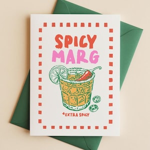Spicy Marg Poster, Spicy Margarita Art, Cocktails Poster, Retro Bar Cart Art Print, Bar Cart Decor, Cute Kitchen Print, Dining Room Wall Art
