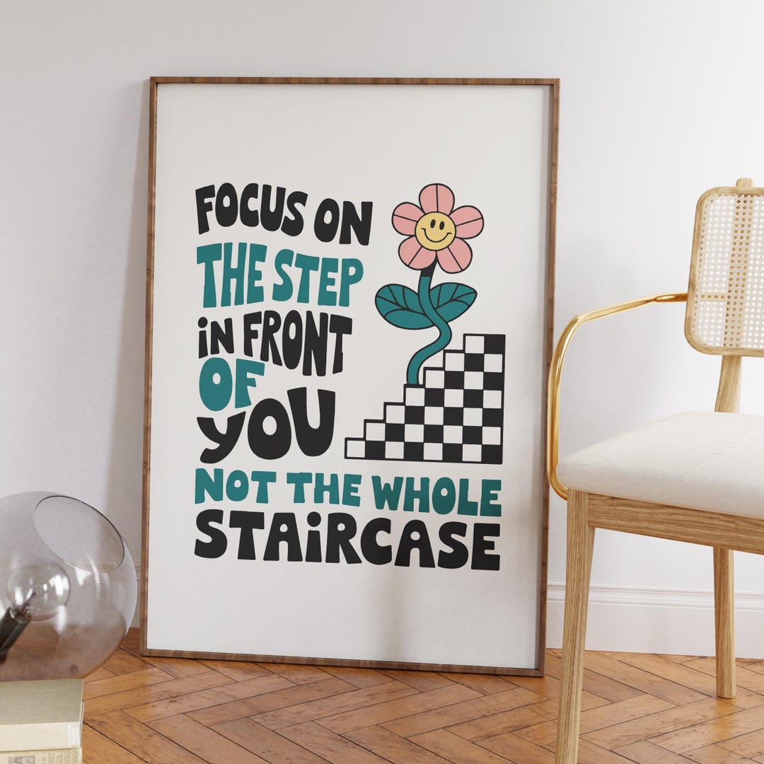 Focus on the Step Print, Motivational Art, Trendy Wall Art, Retro ...