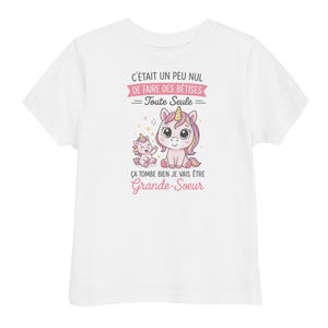 Big sister announcement t-shirt for girls – Funny pregnancy gift – Cute unicorn for future big sister – Funny children’s t-shirt