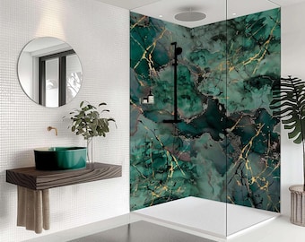 Liquid Marble Teal Shower Panel Design