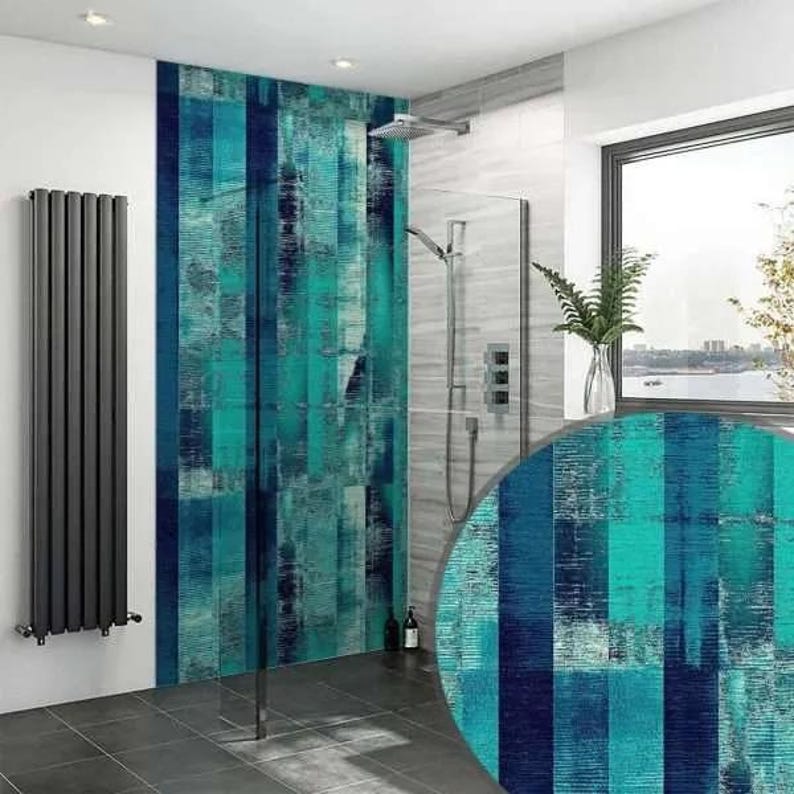Shower Panel Aqua Glass Pattern Design - Etsy
