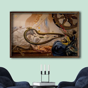 Salvador Dali Inspired Melting Clock Poster – Surreal Wall Art Print, Time Abstract Canvas Decor, Trippy Art for Modern Interiors