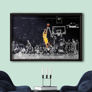 Kobe Bryant Canvas Print, Iconic Basketball Shot Wall Art, Lakers Legend Poster, NBA Sports Canvas, Basketball Player Wall Decor Gift