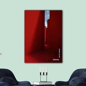 RÜFÜS DU SOL &quot;On My Knees&quot; Album Cover Art, Minimalist Red Artwork, Modern Music Art, Contemporary Wall Art, Music Poster
