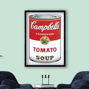 Campbell&#39;s Tomato Soup Canvas Art, Pop Art Print, Andy Warhol Style, Iconic Soup Can, Vintage Poster, Modern Home Decor, Warhol Wall Decor