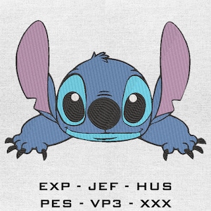 Disegno per ricamo Stitch Peeking – File digitale di graziosi puntini per macchine da ricamo, perfetto per i fan di Lilo & Stitch!