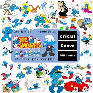 Smurfs Svg Bundle, Smurfs Png, Clipart Files, Smurfs Font, Smurfs Birthday Svg for Cricut, Birthday Svg, Alphabet Svg, Instant Download