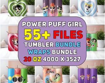 55+ Power Puff Girl Tumbler Wrap Designs Bundle, Power Puff Girl Sublimation Designs, 20 oz Tumbler Wrap PNG, Tumbler Wrap, Kids Tumbler