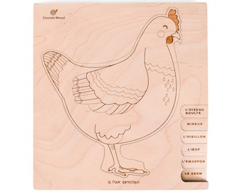 Educational wooden puzzle - Stages of chicken development