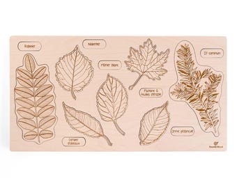 Educational wooden puzzle - Tree leaves and fruits, model 3