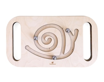 3 wooden mazes with nature-inspired designs