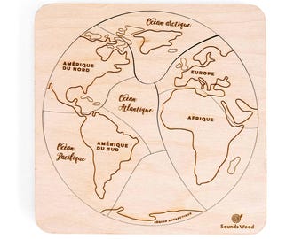 Educational wooden puzzle - Earth's crust and continents