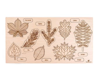Educational wooden puzzle - Tree leaves and fruits