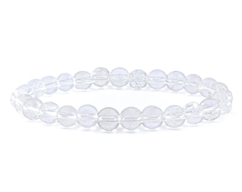 Rock Crystal Bracelet 6mm / 10mm Extra Quality — Round Transparent White Beads, Natural Stone
