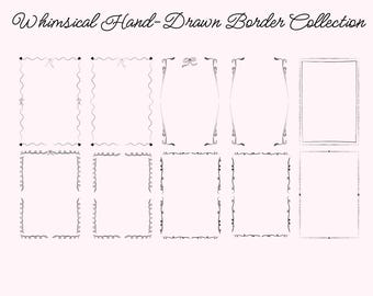 Hand-drawn Border Collection Template, Whimsical Borders, Invite Borders, Wedding Frames, Hand drawn Art, Editable in Canva