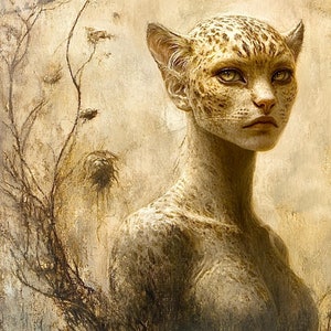 Surreale Katze Portrait druckbare digitale Kunst