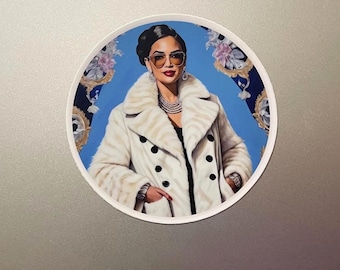 High-Fashion AOC Sticker | 3x3" Alexandria Ocasio-Cortez Decal for Laptops & Water Bottles