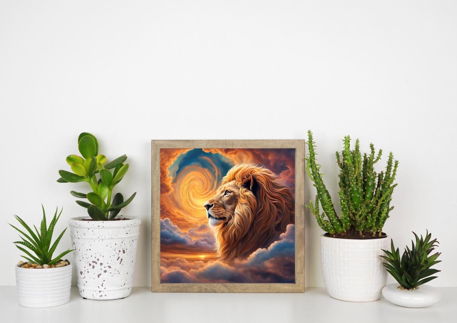 Quadro Stampa Su Tela Con Testa Di Leone – Forza E Coraggio – Vari Formati - Foto 3