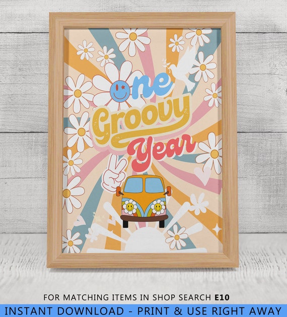 Groovy Birthday Party Decor Printable Station Sign, 70s flower Party ...