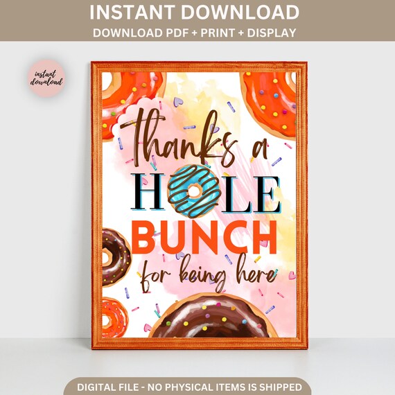 Donut Birthday Station Sign Printable Bar Sign Donut Birthday Party ...