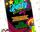 Back to 80s birthday invitation 80th Birthday invitation Adult Birthday editable digital canva template retro Groovy Daisy 70s 90s - E02 Il_170x135