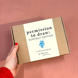 Kit de dibujo para principiantes adultos: regalo de arte consciente, aprende a dibujar retratos, kit de dibujo creativo, actividad artística relajante