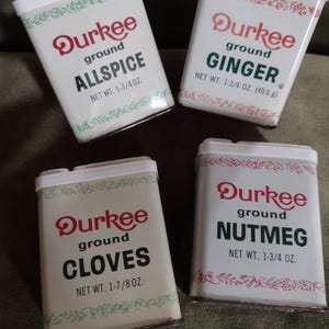 Durkee Spice Tins, Vintage 1970's lot of 4