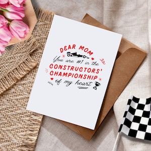 F1 Muttertagskarte, Konstrukteurs Champion Karte, Formel 1 Motorsport zum ausdrucken für Mama, beste Mama Digitaler Download, Sport Geburtstagskarte