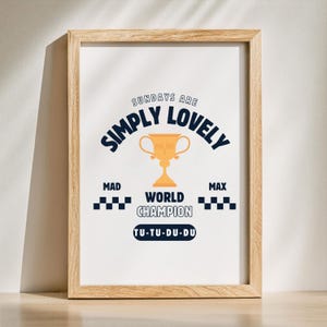 Max Verstappen Simply Lovely Trophy Poster, Formula 1 2025 Art Print, Gift for F1 Red Bull Fan, Aesthetic Wall Art Digital Download