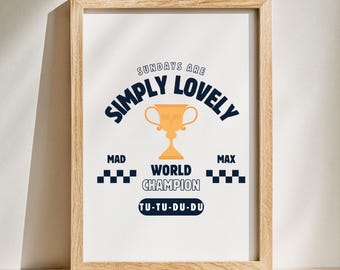 Max Verstappen Simply Lovely Trophy Poster, Formula 1 2025 Art Print, Gift for F1 Red Bull Fan, Aesthetic Wall Art Digital Download