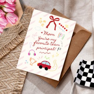 F1 Moederdag favoriete teamleiderkaart, Formule 1 motorsport afdrukbaar voor moeder, beste mama digitale download, sport gelukkige verjaardagskaart