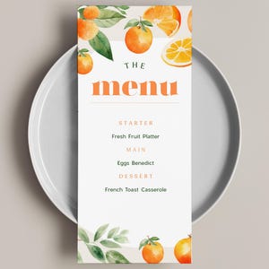 Little Cutie Baby Shower Menu | Citrus Theme Printable | Little Cutie Baby Shower Decor | Orange Baby Shower Sign | Instant Download