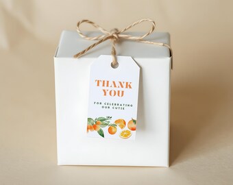 Cutie Baby Shower Favor Tags | Orange Citrus Theme (Editable Template)