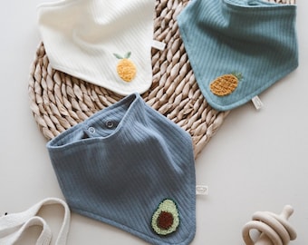 Organic Cotton Bandana Baby Bibs - 3-Pack Absorbent Infant Bib Set