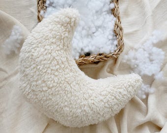 Teddy Moon Pillow: Organic Plush Nursery Decor