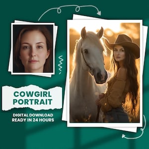 Custom Cowgirl Portrait From Photo, Western Art from Photo, Female Portrait, Birthday Gift for Her