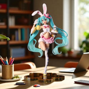 初音ミク アニメフィギュア | かわいい PVC モデル人形 | うさぎ耳 コレクターフィギュア | ボーカロイド オーナメント | クリスマス おもちゃ ギフト アイデア | 人形 おもちゃ