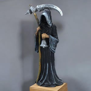 Estatua de la Parca / Figura de la muerte gótica / Decoración de fantasía oscura / Escultura del ángel de la muerte / Retablo ocultista / Decoración con guadaña / Halloween