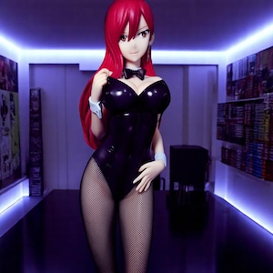 Erza Scarlet Bunny Girl Figure | Fairy Tail Anime Statue | Handmade 45cm Collectible | Sexy PVC Figurine | Otaku Display | Gift for Fans