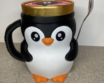 3D Printed Penguin Ice Cream Pint Holder - Cute Foodie Gift