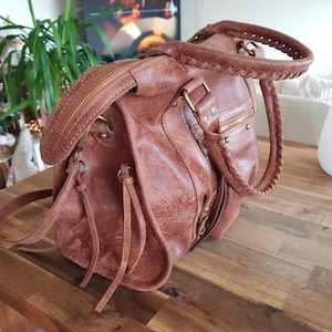 Camel Leather Handbag made in Italy.