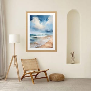 Seascape Print – Watercolor Ocean Waves Wall Art – Coastal Beach Decor (Digital Download)