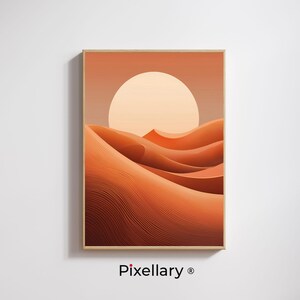 Minimalistische Wüste Sonnenuntergang Wandkunst | Terrakotta Abstrakt Digitaldruck | Warme Erdtöne | Boho Moderne Wohnkultur