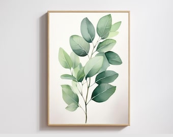 Sage Green Botanical Print – Modern Leaf Wall Art